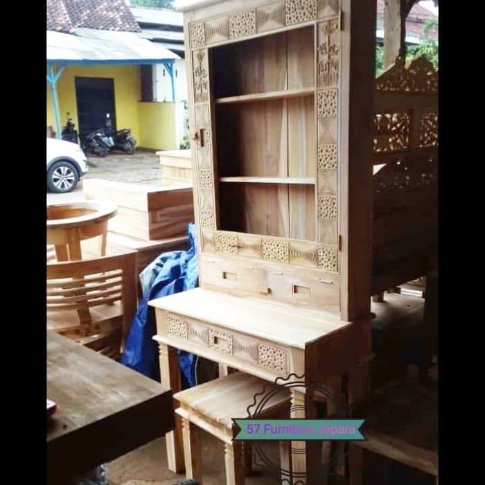 Tolet ukir meja rias ukir kayu jati mentahan