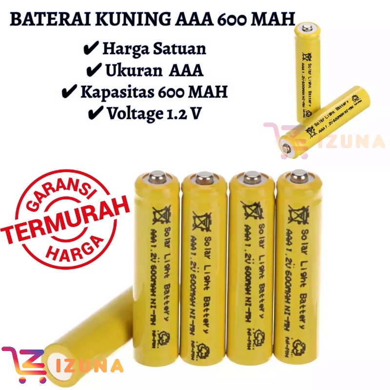 [IZUNA] Baterai Battery Rechargeable AAA Kuning 600Mah Ni-Cd 1.2V / Baterai Cas Kuning