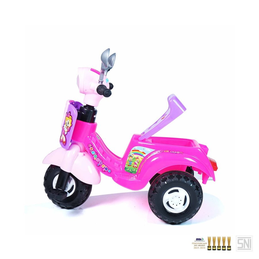 Mainan Anak Plastik SHP TOYS Scooter 609 Sepeda/Vespa Dorong Roda 3 Happy Kids Garansi SNI-Pink