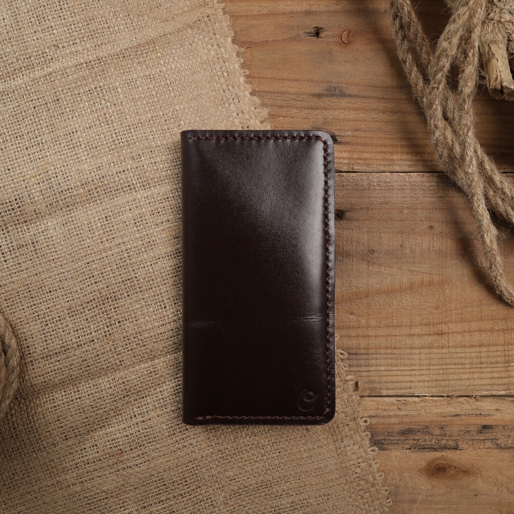 Dompet Panjang Kulit Asli Pull Up Seri CABRIOLE Warna Coklat Tua - Leather Phone Wallet