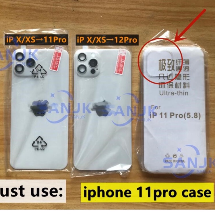 For iPhone X XS XSMAX FAKE BACK CAMERA CHANGE TO iP 11Pro 12Pro 11ProMax 12ProMax (Giveaway - Transparent Soft Case)