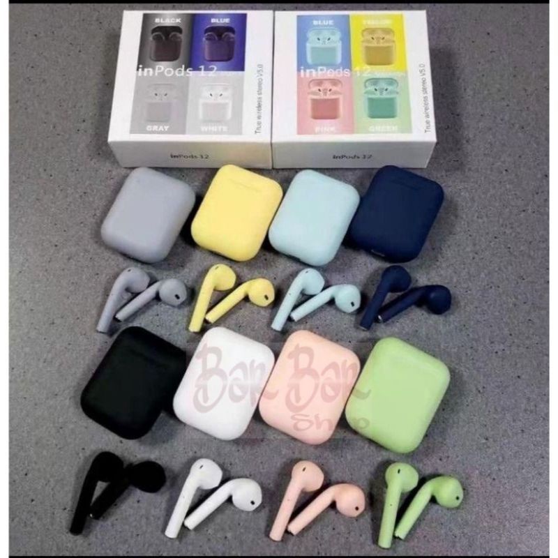 HF HEADSET TWS i12 MACARON BLUETOOTH KUALITAS BAGUS