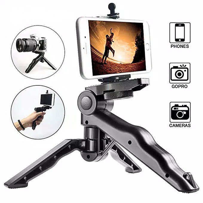 Tripod Mini Foldable 2 in 1 SK32 Table Stand + Holder U Phone Holder Tripod Handle Smartphone