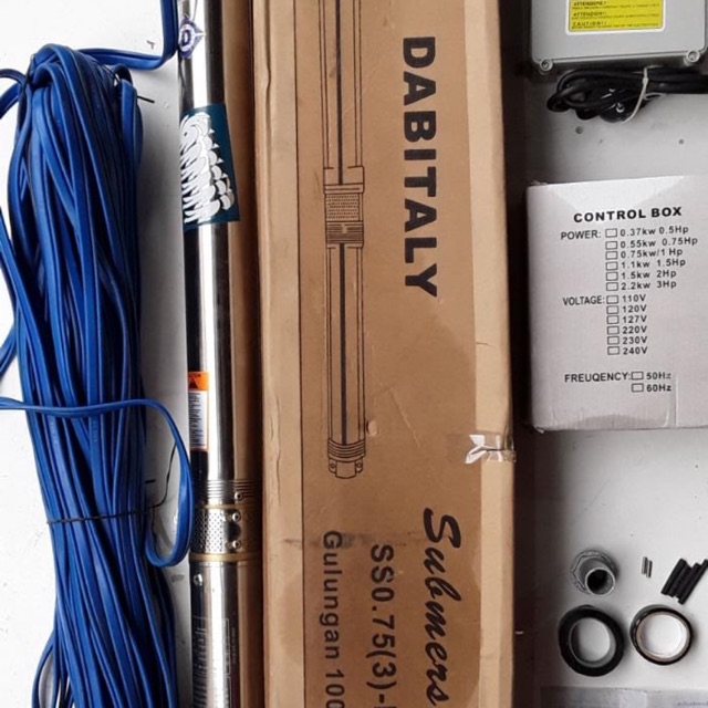 Pompa air submersible 3 dim 0.75 HP 220 volt DABITALY 2.5-15 plastik