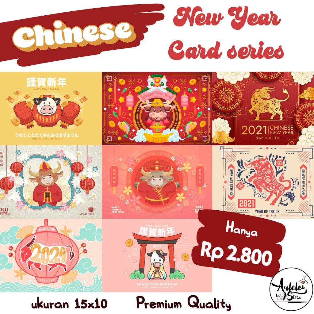 

Chinese New Year Card / Kartu ucapan Imlek Tahun Baru Kerbau Angpao Lucu hampers Gift Card CNY