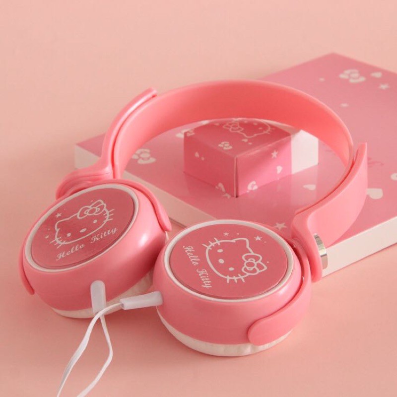 HEADPHONE  HELLOKITTY PINK / FULL PINK / SUPER BASS/ HEADSET KARAKTER / Motif LUCU /limited ERMURAH