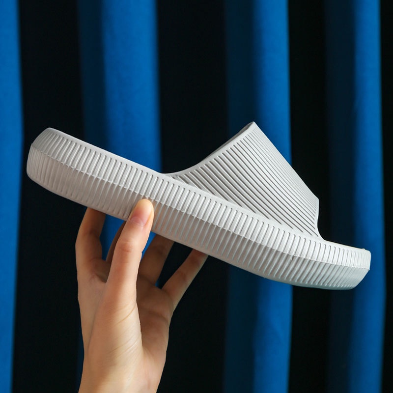 YSM Sandal Slop Karet Tebal Polos Garis Rumah Berkualitas 6493 Sendal Kamar Mandi EVA Empuk Sendal Karet Couple Garis Home Slipper Anti Slip Wanita Pria Gaya Korea Murah Import-ABU