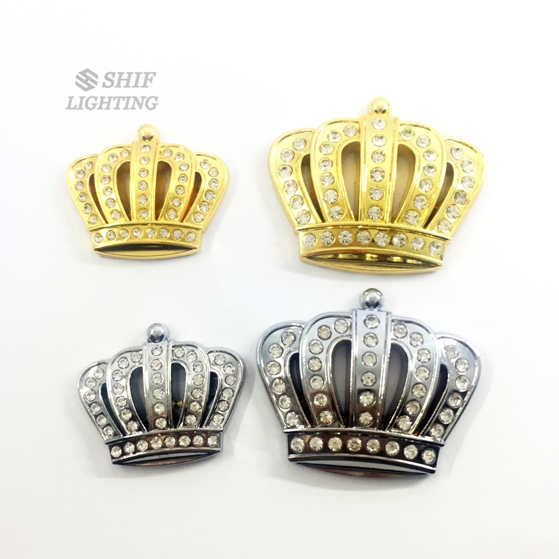 1 x Metal Gold Silver Crystal Diamond CROWN Logo Car Auto Bike Emblem Badge Sticker Decal Gift