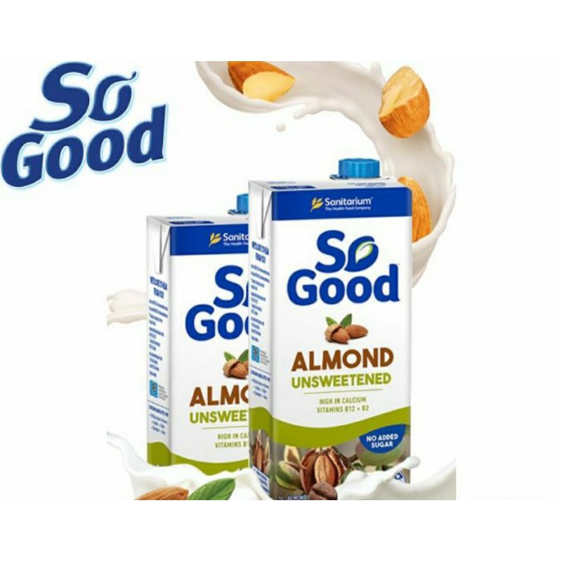 So Good Almond Milk Unsweetened / Susu Almond tanpa gula 1 Liter