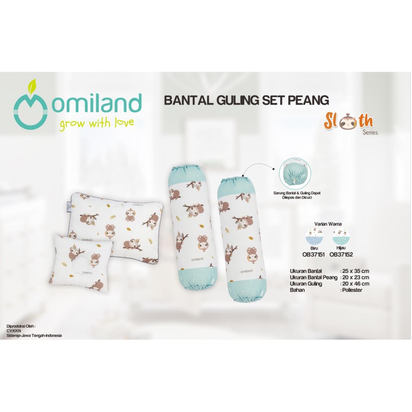 Omiland Bantal Guling Bayi Set Peang Sloth Series - LDA