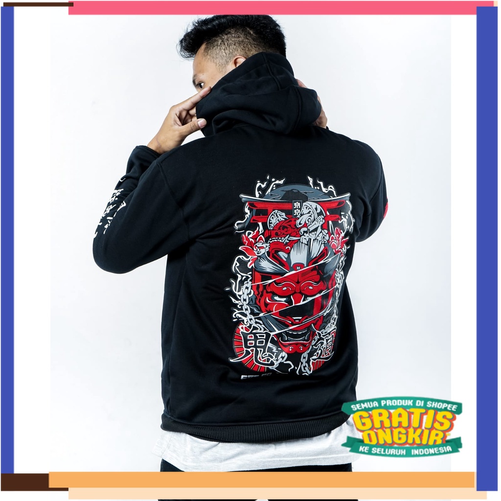 Sweater Pria Hoodie  Pria MONOSHOCK - M, L, XL, & XXL - Hitam - Jaket Sweater Suiter Hudie Sewiter P