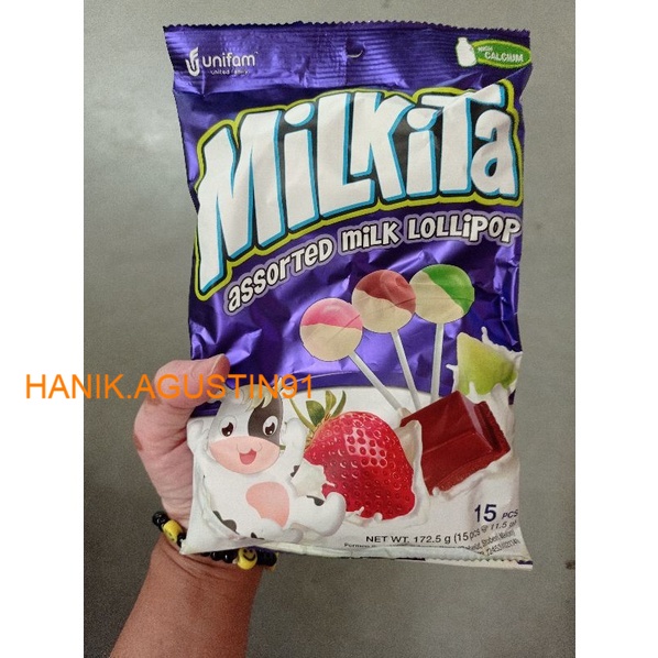 

Milkita Assorted Milk Lolipop Zak - Netto 172.5 gr / Permen Lolipop Milkita / Permen Susu Milkita SS91