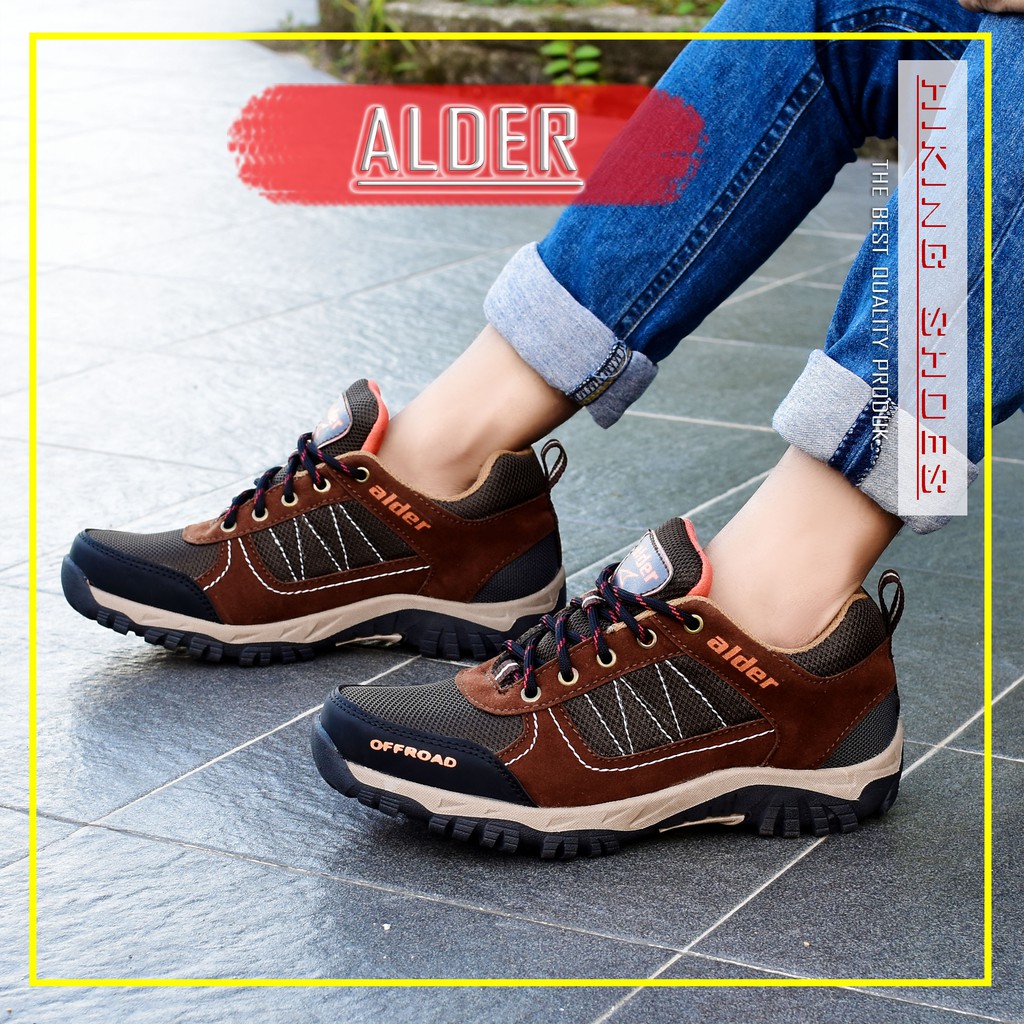 ALDER Sepatu Gunung Pria Model Pendek Size 39-43 Sol karet upper kulit sintetis Sepatu Pria