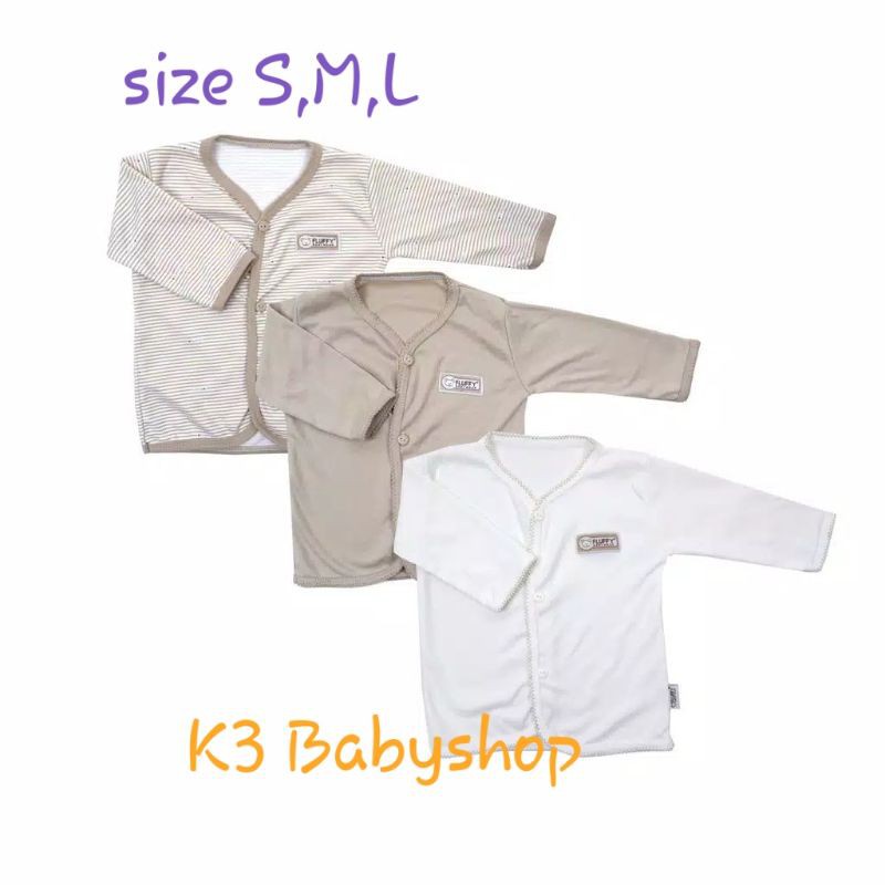 Baju Panjang Bis Fluffy khaki coklat putih white kemeja bayi anak piyama bayi anak SNI