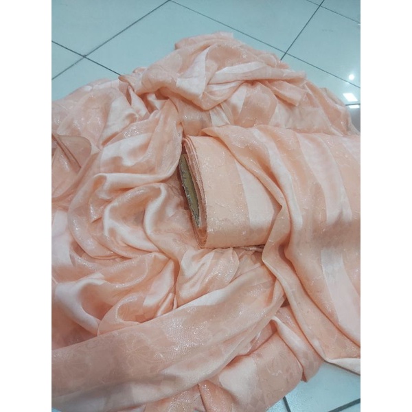 kain sifon silk/bahan chiffon motif salur/sifon uragiri corak/stripe silk dobby/bunga salju