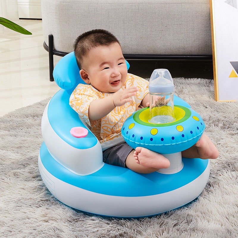 Bayi Kursi sofa Belajar Duduk Sofa Tiup Lipat Bebek Sapi Kursi Bayi untuk Belajar Duduk dan Makan cocok anak balita 1 sampai 3 tahun Multifungsi Gaya baru musik sofa angin termurah