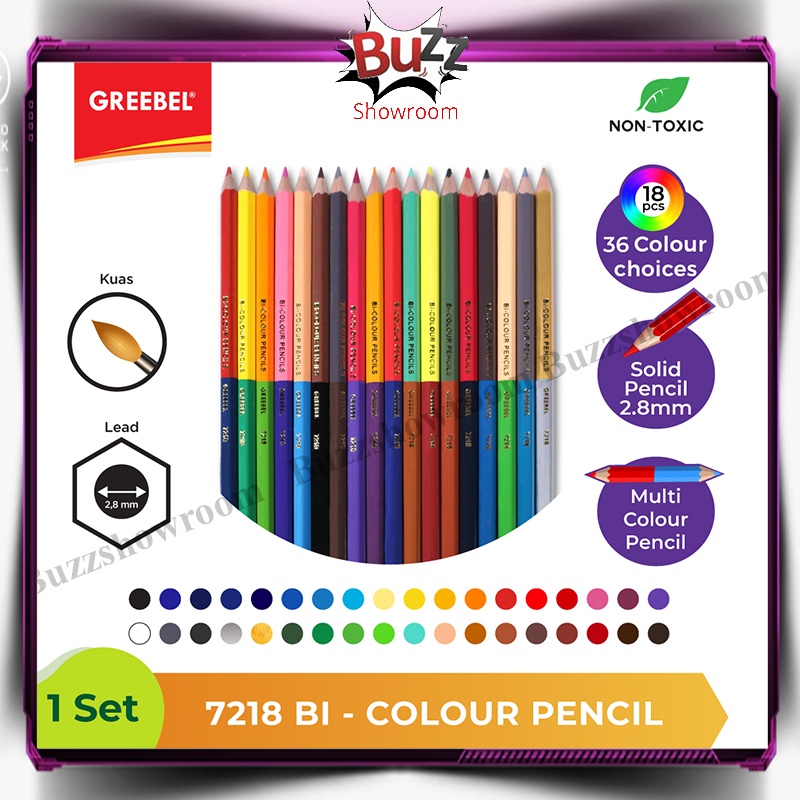 Pensil Warna Bi Colour Greebel 12 24 36 warna Classic Pencils Duo