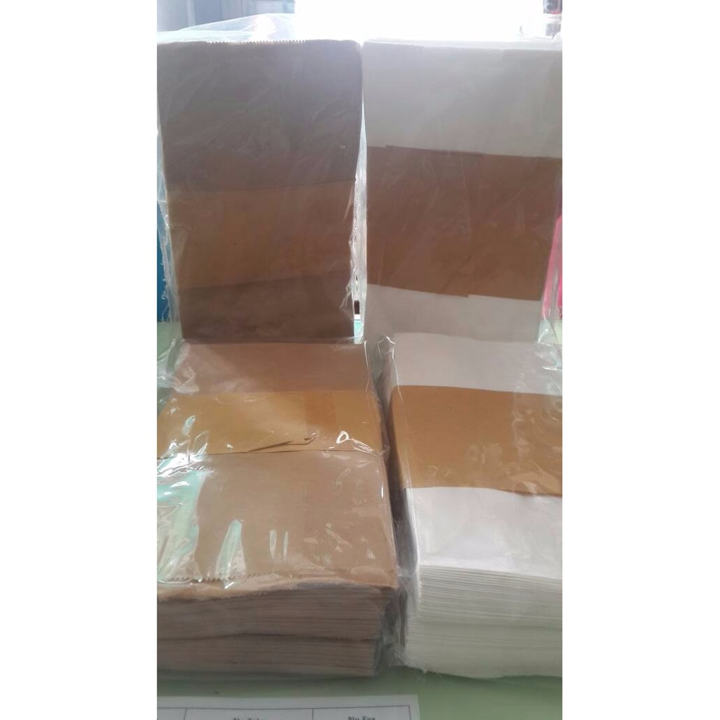 

Langsung ATC Paper bag kantong kertas putih untuk roti fried chicken snack TERBATAS