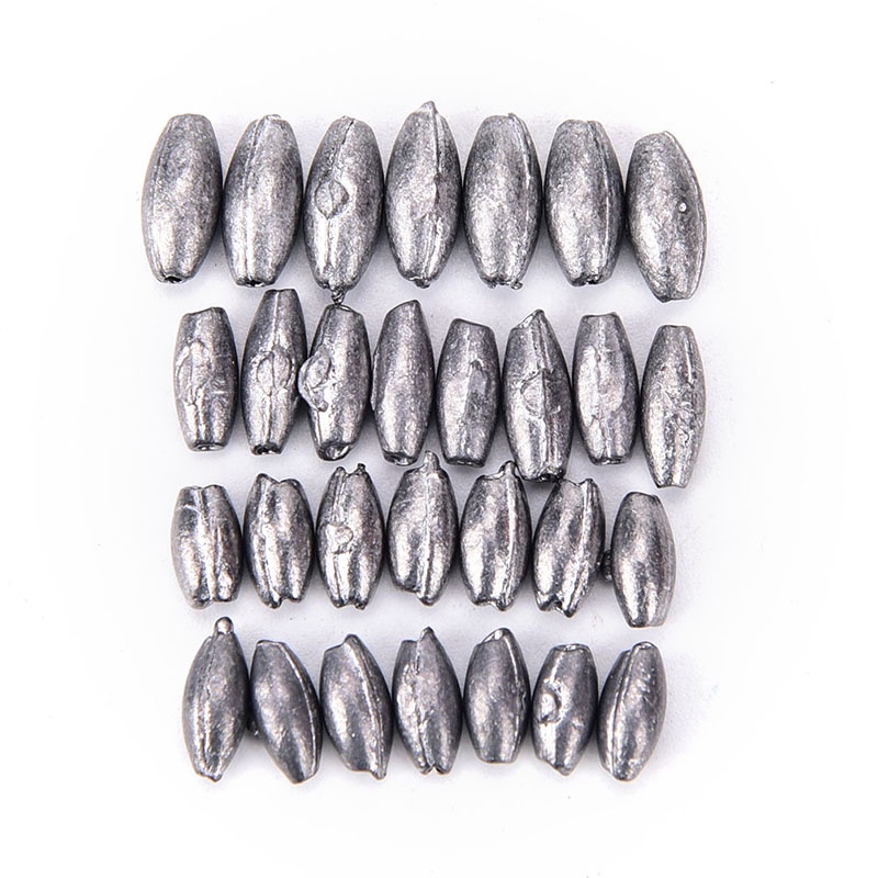 {LUCKID}100pcs olive shape lead sinkers pure lead making fishing sinker