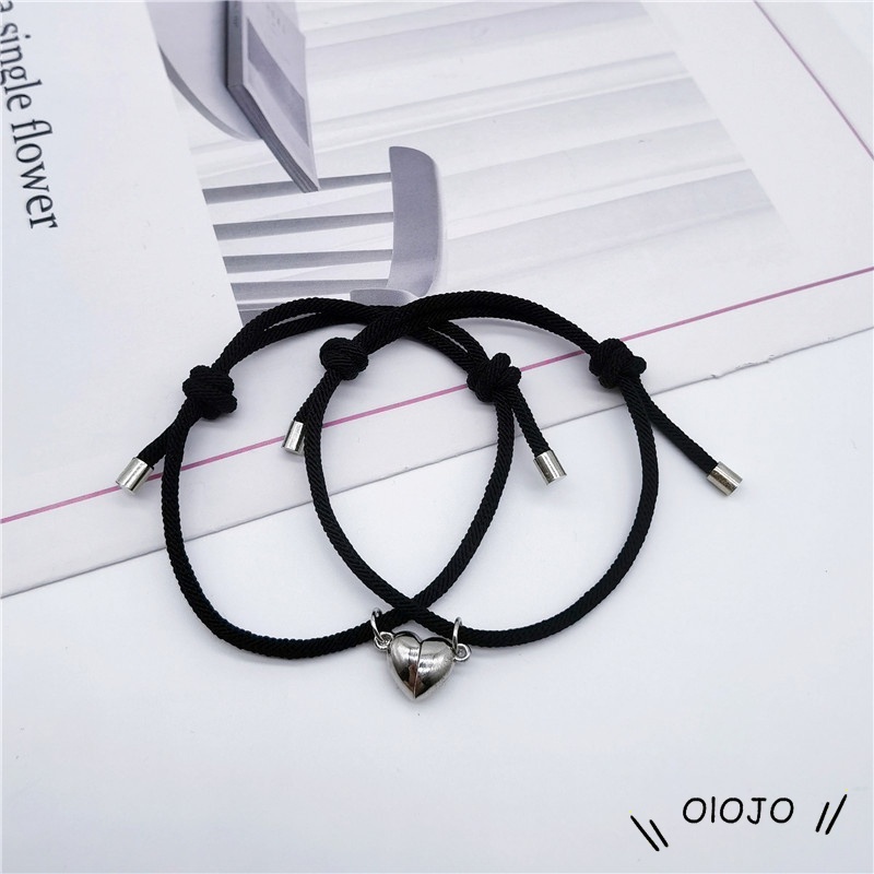 2 Pcs Gelang Cinta Pasangan Tali Kepang Magnetik Gaya Cina Untuk / Pria / Wanita - ol