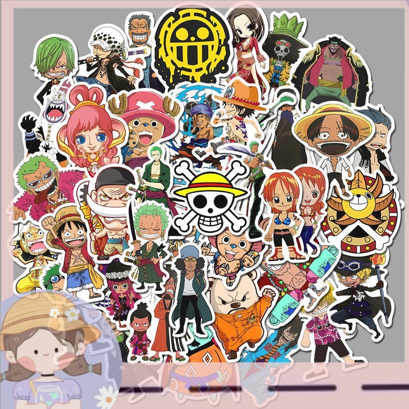 

PROMO50pcs / Set Stiker Anime one piece Klasik Untuk Skateboard / Koper / Laptop / Gitar / Kulkas / Mobil