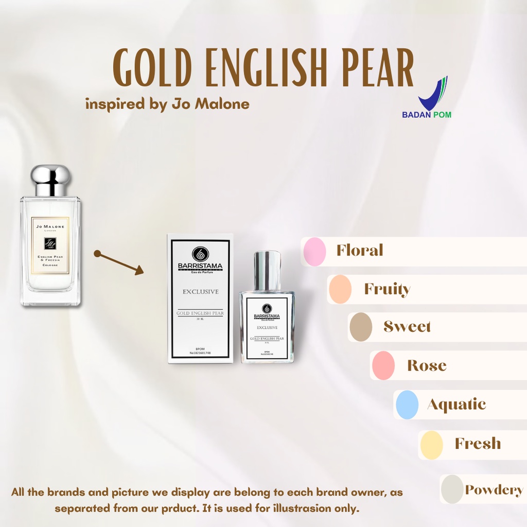 BARRISTAMA Gold English Pear Parfume - Inspired by English Pear Freesia - BPOM