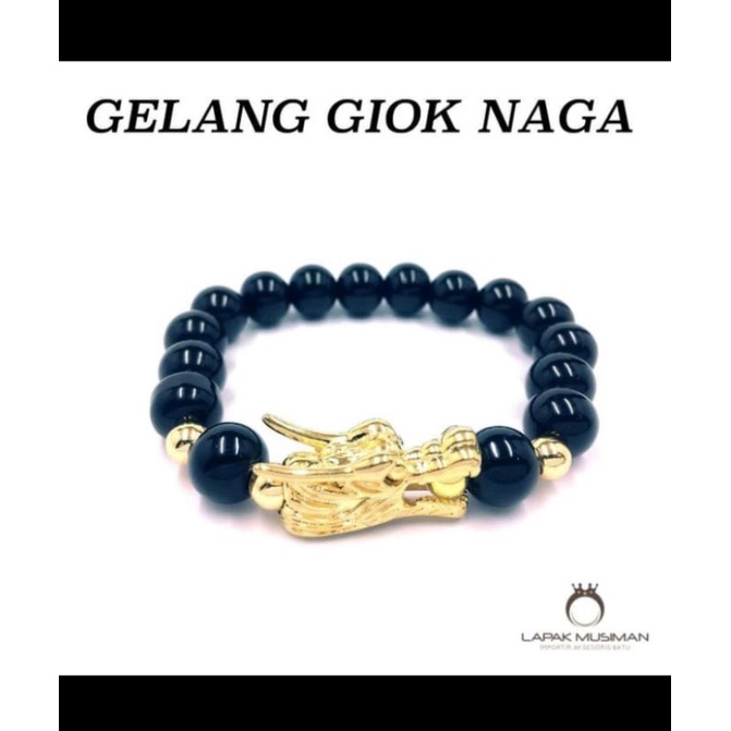 GELANG GIOK NAGA HOKI GIOK HITAM ASLI
