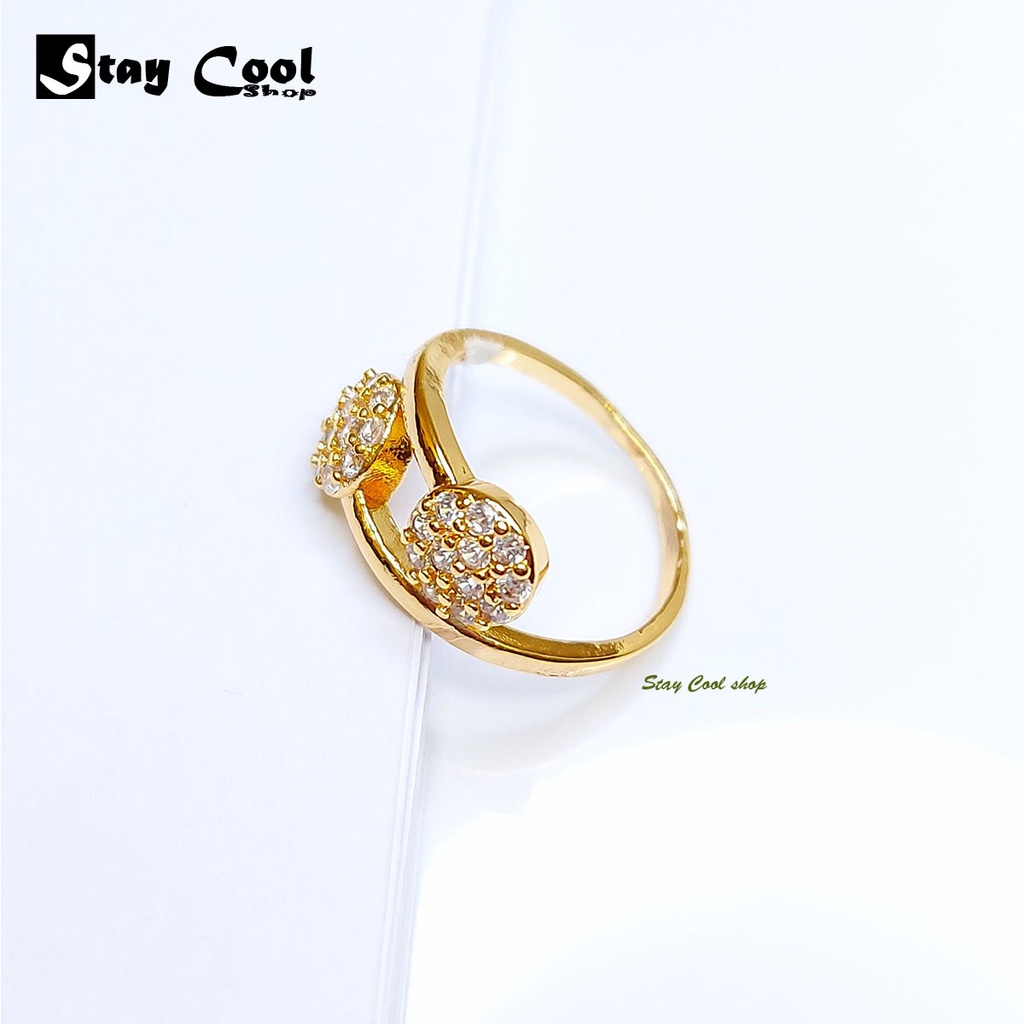 Cincin Permata Xuping Emas Asli Gold Model Terbaru 2021 Wanita Korea Import - Warna Emas