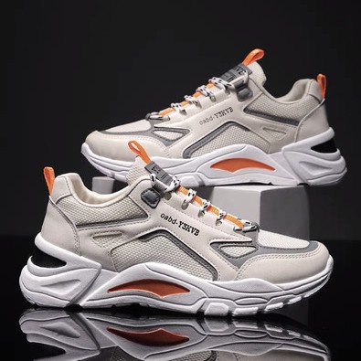 Sepatu Pria Sneakers Sepatu Olahraga Cowok Bertali Import Stylist Nyaman Dipakai Bagus Keren Modis-BEIGE