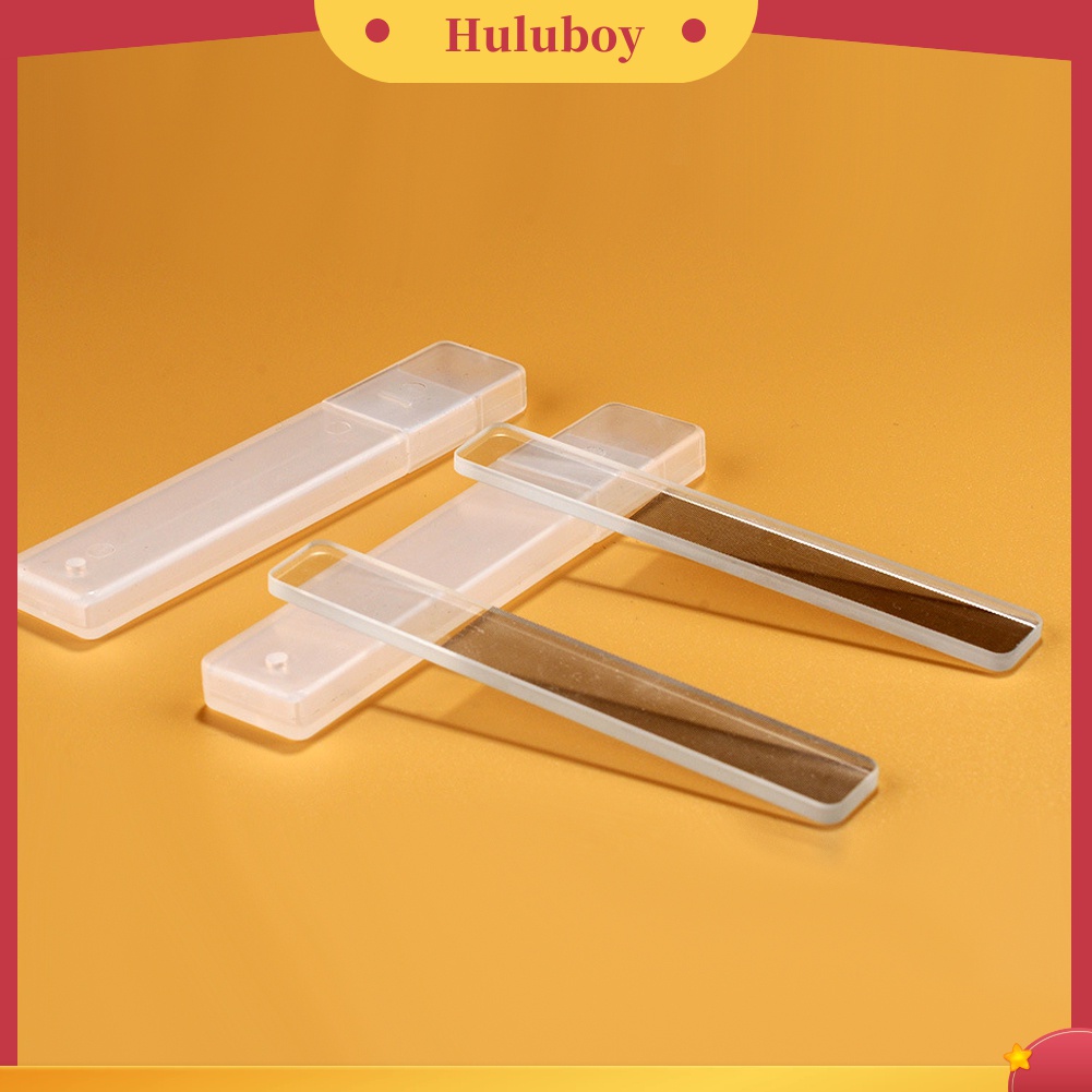 Huluboy Huluboy♡ Alat Kikir Kuku Mini Portable Bentuk Persegi Panjang Bahan Kaca Bening Dengan Kotak Untuk Manicure