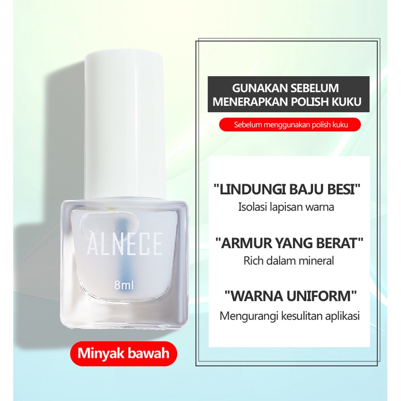 ALNECE Cat Kuku Muslim Halal Cat Kuku Dasar Transparan Peel-off Dapat Digunakan untuk Shalat  8ml
