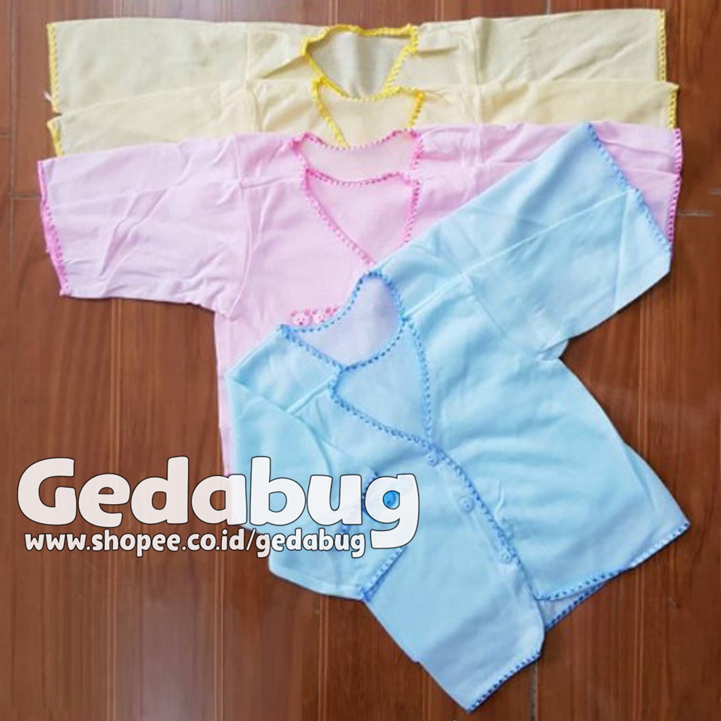 6 Pc - Baju Bayi New Born Boboko Bordir WARNA Polos Panjang