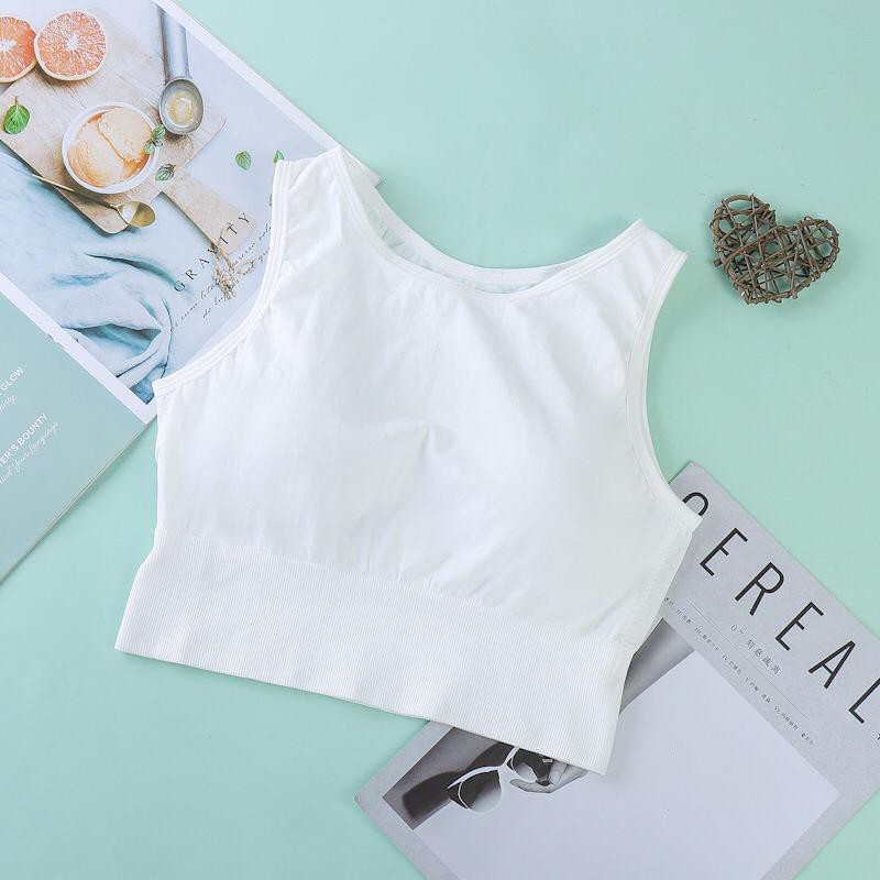Blackpink Bra Sport Yoga Tank Top Atasan Wanita Tanktop Sportbra Dengan Tali Trap 1055-WHITE