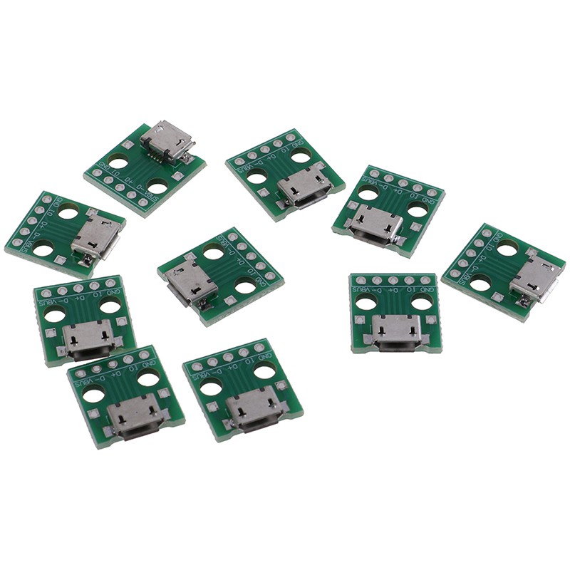 (Ele) 10pcs Papan Pcb Konektor Konverter Micro Usb Ke Dip 5pin Female Warna Putih