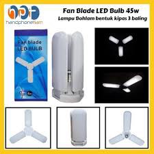 Lampu bohlam lipat mini model daun LED E27 4blade 28watt / 3blade 45watt 6500k folding fan mini Blade Murah terang