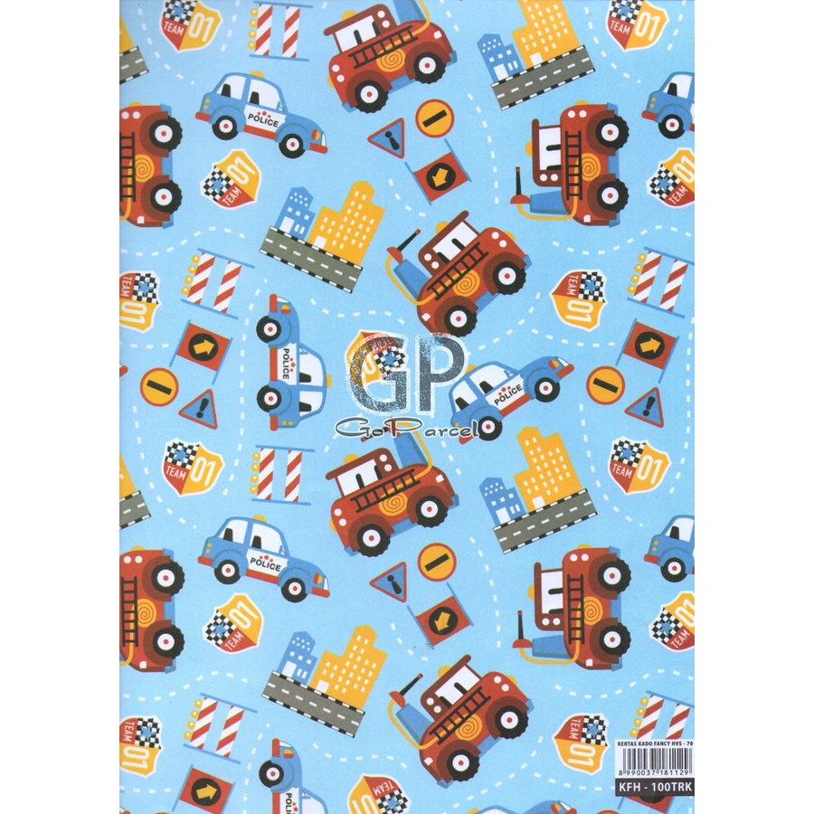 ( 5 Lembar ) KERTAS KADO SQ DOFF - GIFT WRAPPING PAPER CARS / TRUCK / TRACTOR / RACING CAR / FERARRI