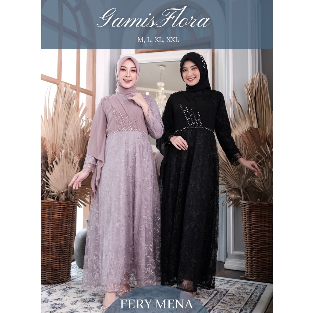 Permata Olshop / Kebaya Gamis Flora FM / Baju Pesta Kondangan / Dress Bridesmaid Kekinian