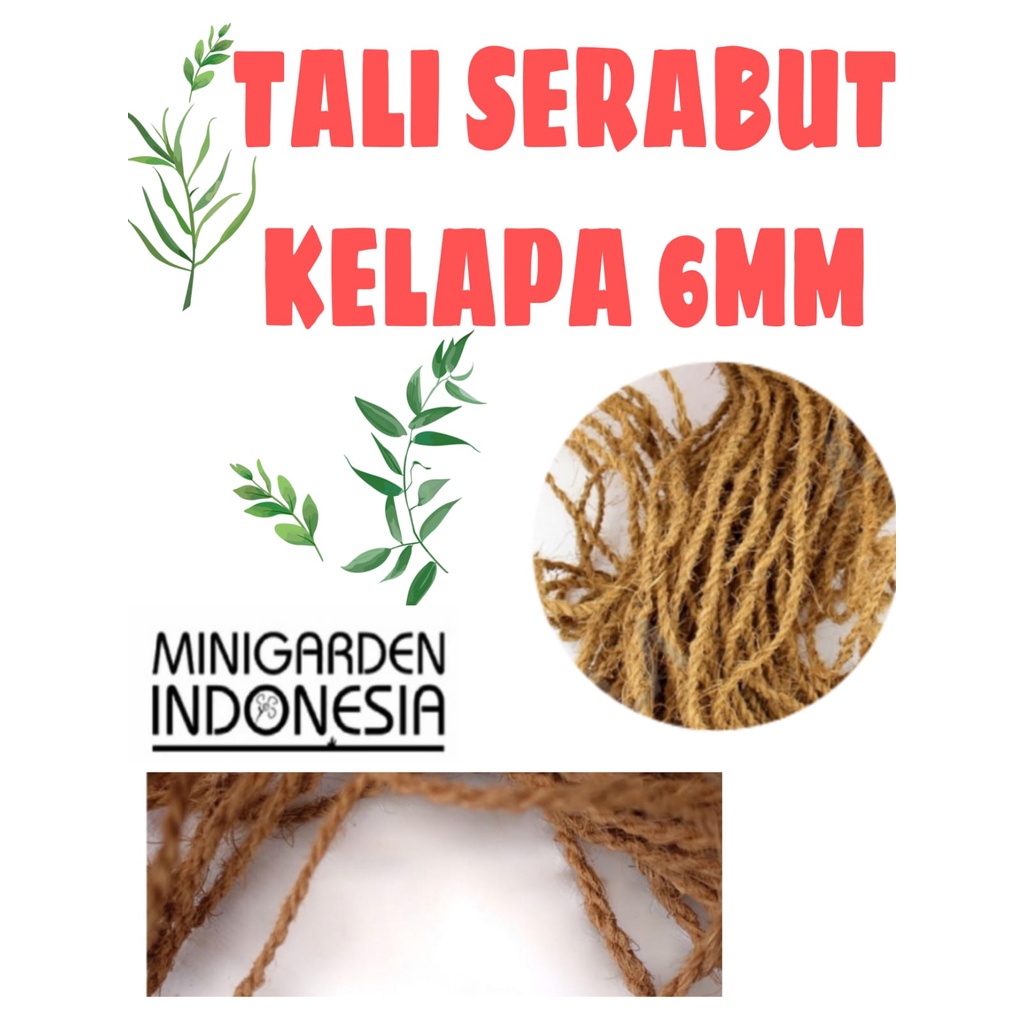 1 METER TALI SERABUT KELAPA 6MM TALI COCOFIBER TAMBANG SABUT KELAPA