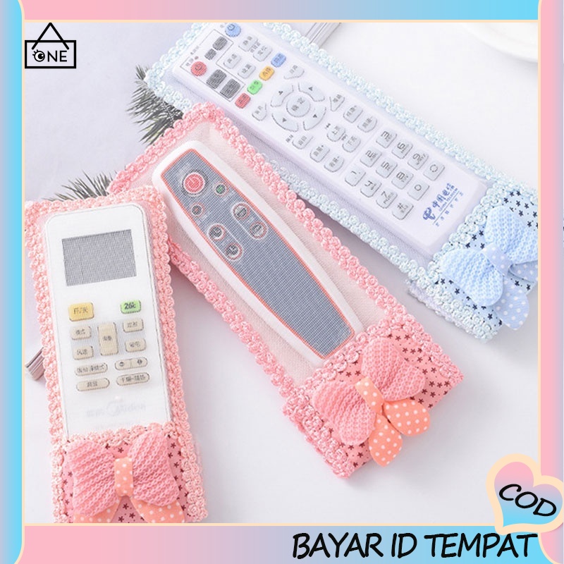 COD❤TV Air Conditioner Remote Control Set with Lace Bowknot Protective Cover Remote Control Bag A one