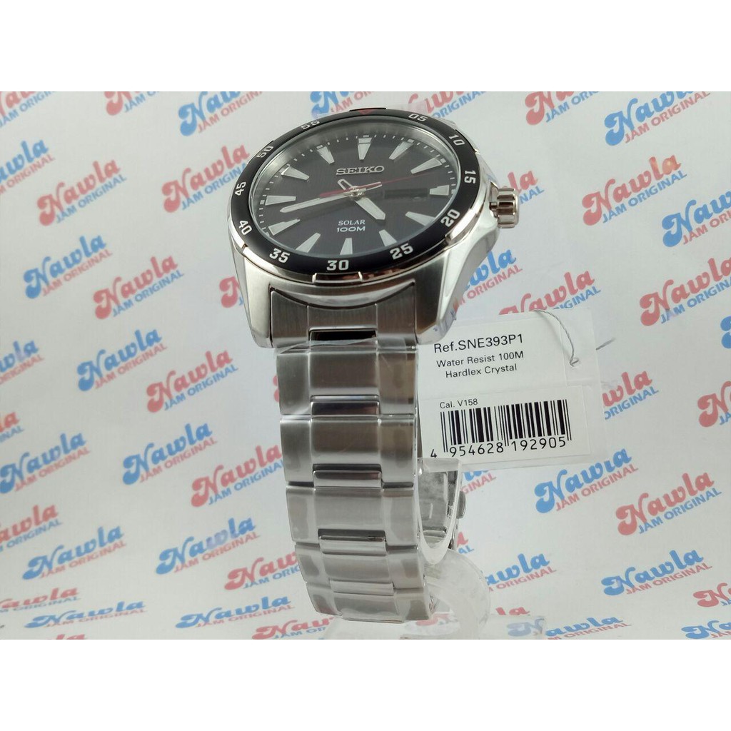 Seiko Mens SNE393P1 Solar Black Dial-Bezel | Jam Pria SNE393