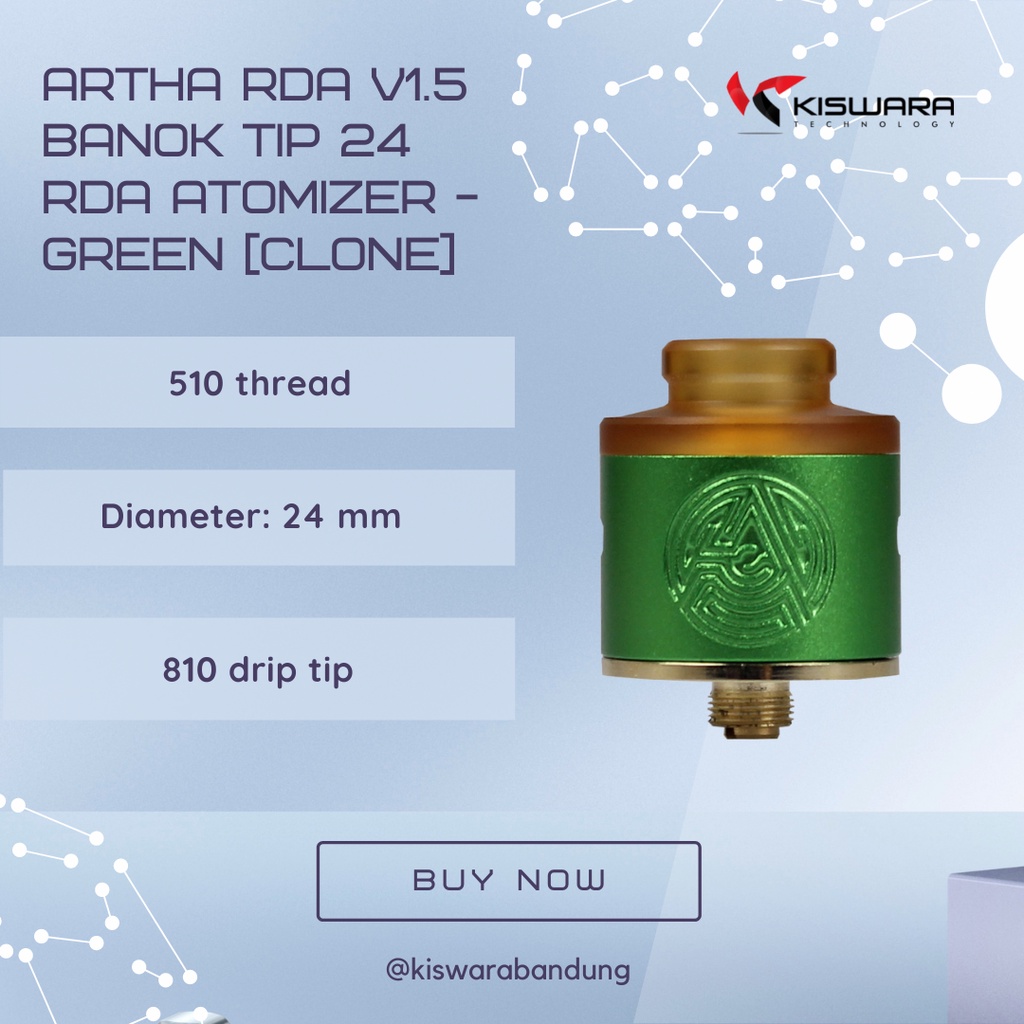 Artha RDA V1.5 Banok Tip 24 RDA Atomizer - GREEN [Clone] KiswaraBandung