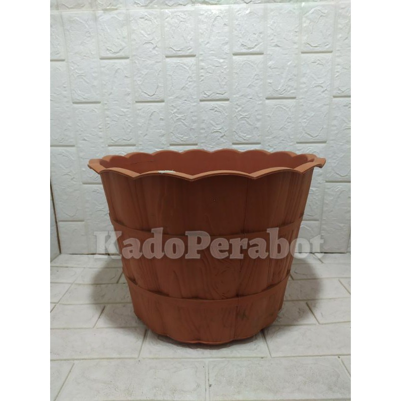 pot bunga cjp jumbo - pot bunga bulat motif kayu jumbo-pot bunga jumbo