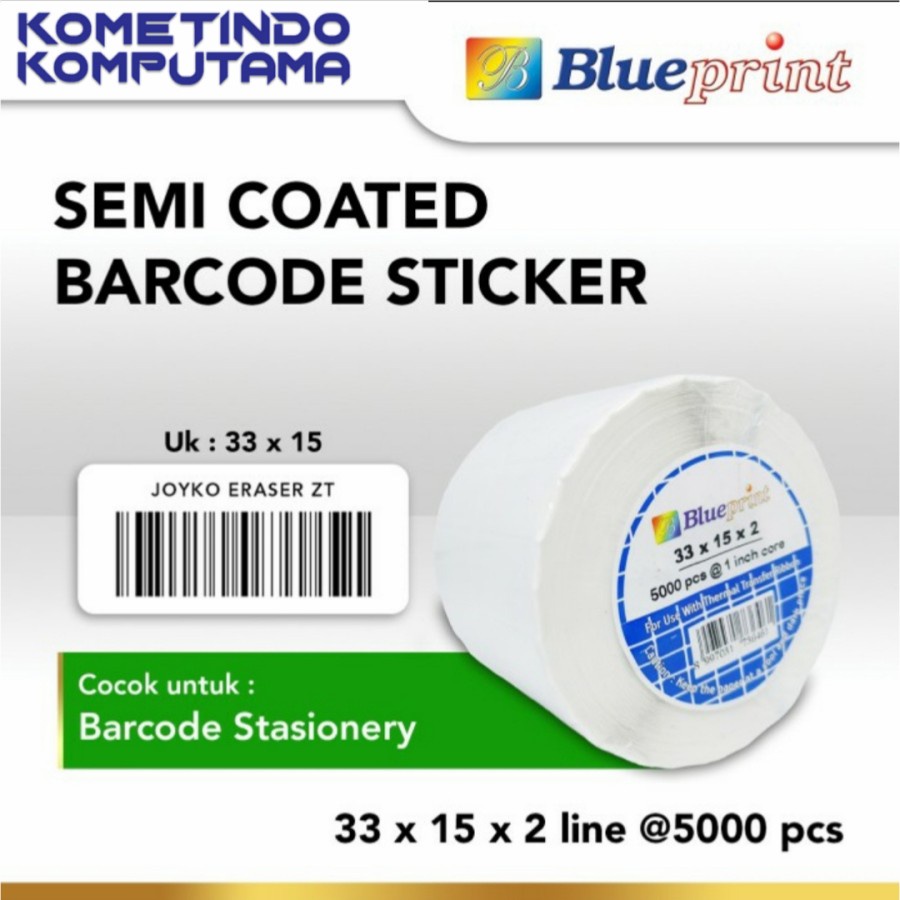 Sticker label Barcode 33x15mm 2 Line Semi Coated BLUEPRINT isi 5000Pcs