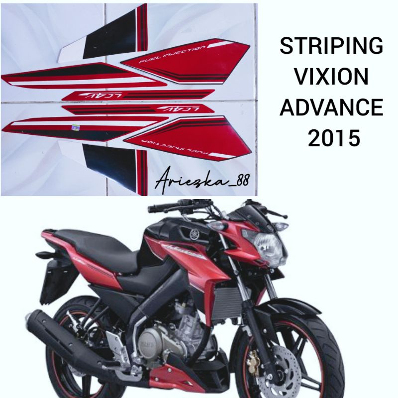 Striping Vixion Advance 2015 Hitam Sayap Merah / stiker motor vixion new 2015 hitam