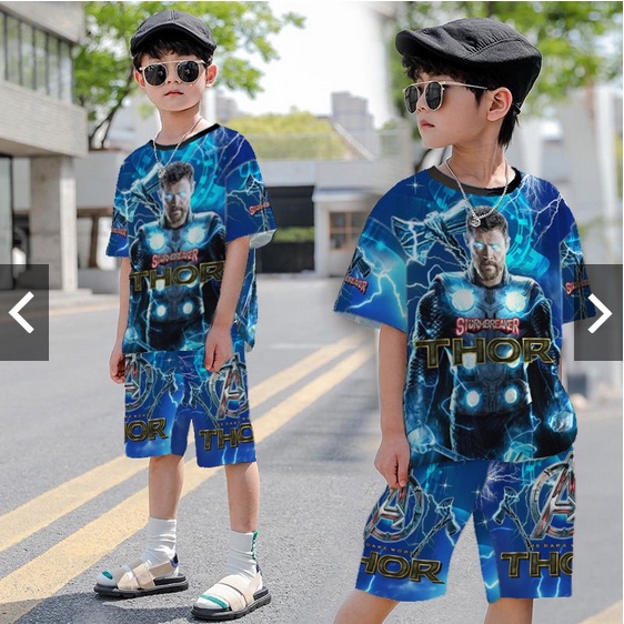 Setelan baju anak print Super hero / Set anak laki-laki usia 2-8 tahun MOTIF 2 Setelan baju Playset anak print Super hero