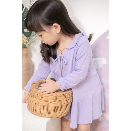 dress anak perempuan bahan katun crinkle 1-4tahun