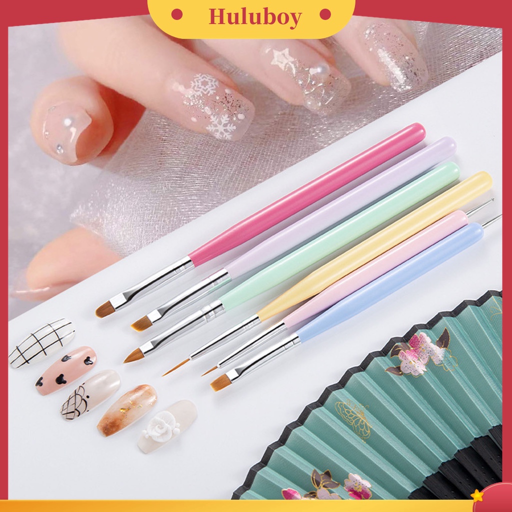 Huluboy Huluboy♡ 6pcs / Set Pen Liner Kuku Warna Macaron Untuk Nail Art