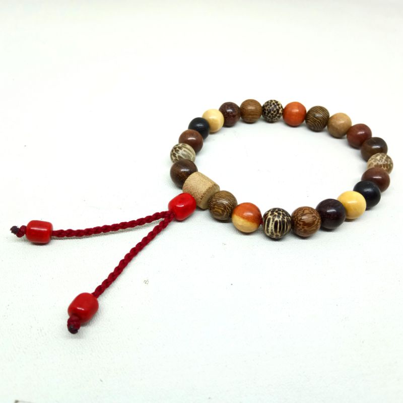 Gelang Kayu Kombinasi 12 Kayu Langka Nusantara Size 8mm