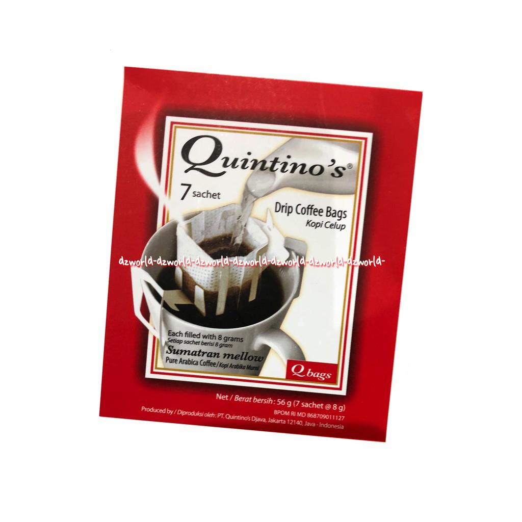 Quintino's Drip Coffee Bag Kopi Celup 7 Sachet Sumatran Mocca Java Kopi Dengan Saringan Quintino Quintinos