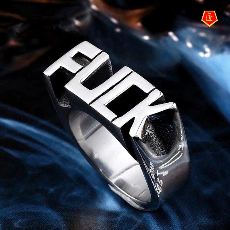 [Ready Stock]Creative Letter Ring Personalized Punk